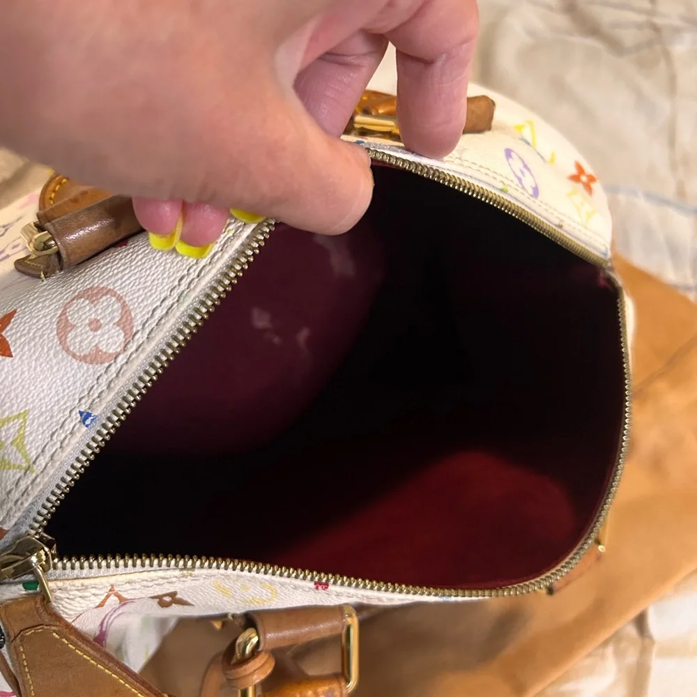 241. Louis Vuitton White Murakami Speedy 30 - Picture 11 of 12